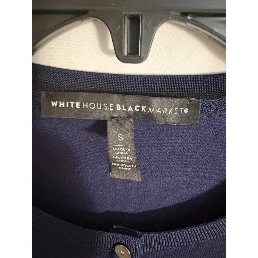 White House Black Market Navy Blue Button Front Cardigan Sweater Size S - Picture 3 of 11
